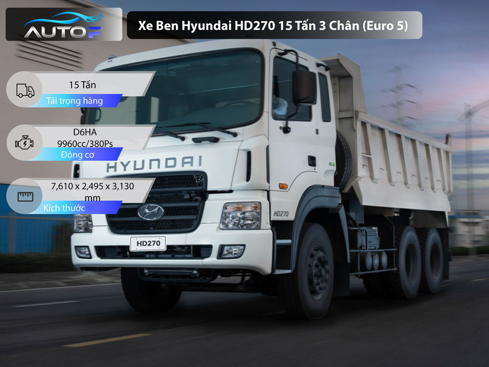 Giá xe ben Hyundai HD270 15 tấn 3 chân tại AutoF